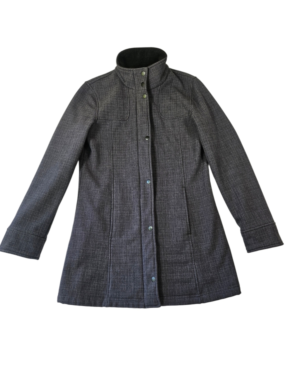 Prana Women's Charcoal Trench Zip Button‎ Coat Size Medium